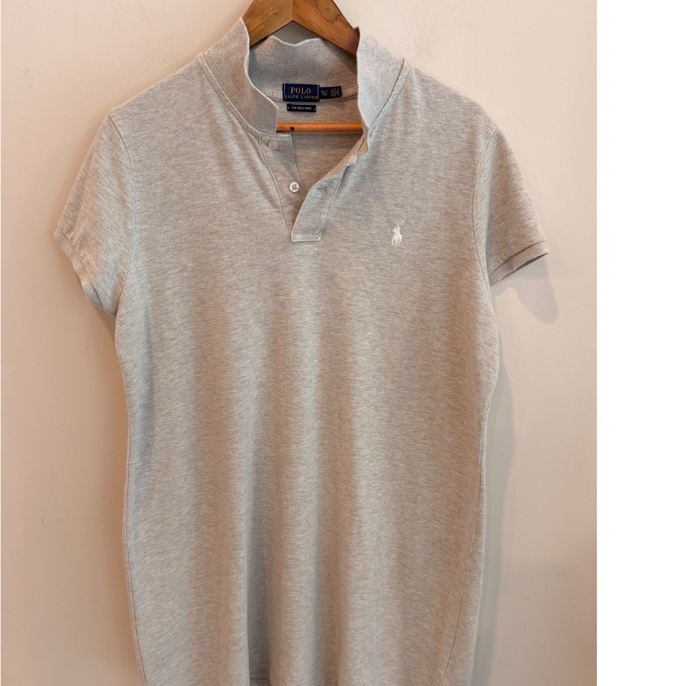 Polo Ralph Lauren Gray Cotton Mesh Mini Polo Dress XL Short Sleeve Pony Logo